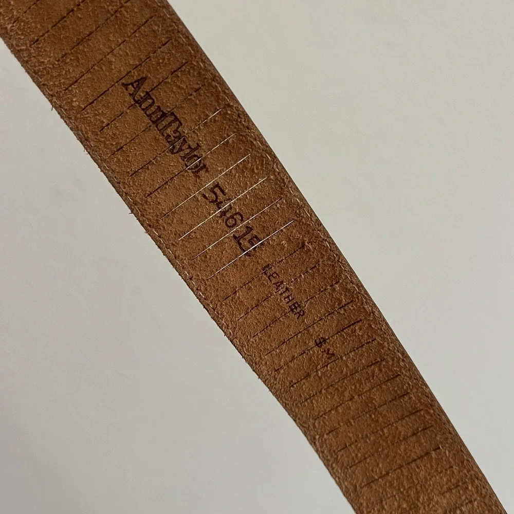Vtg 90s Ann Taylor Brown Leather Croc Embossed Belt Silver Buckle Size Small
